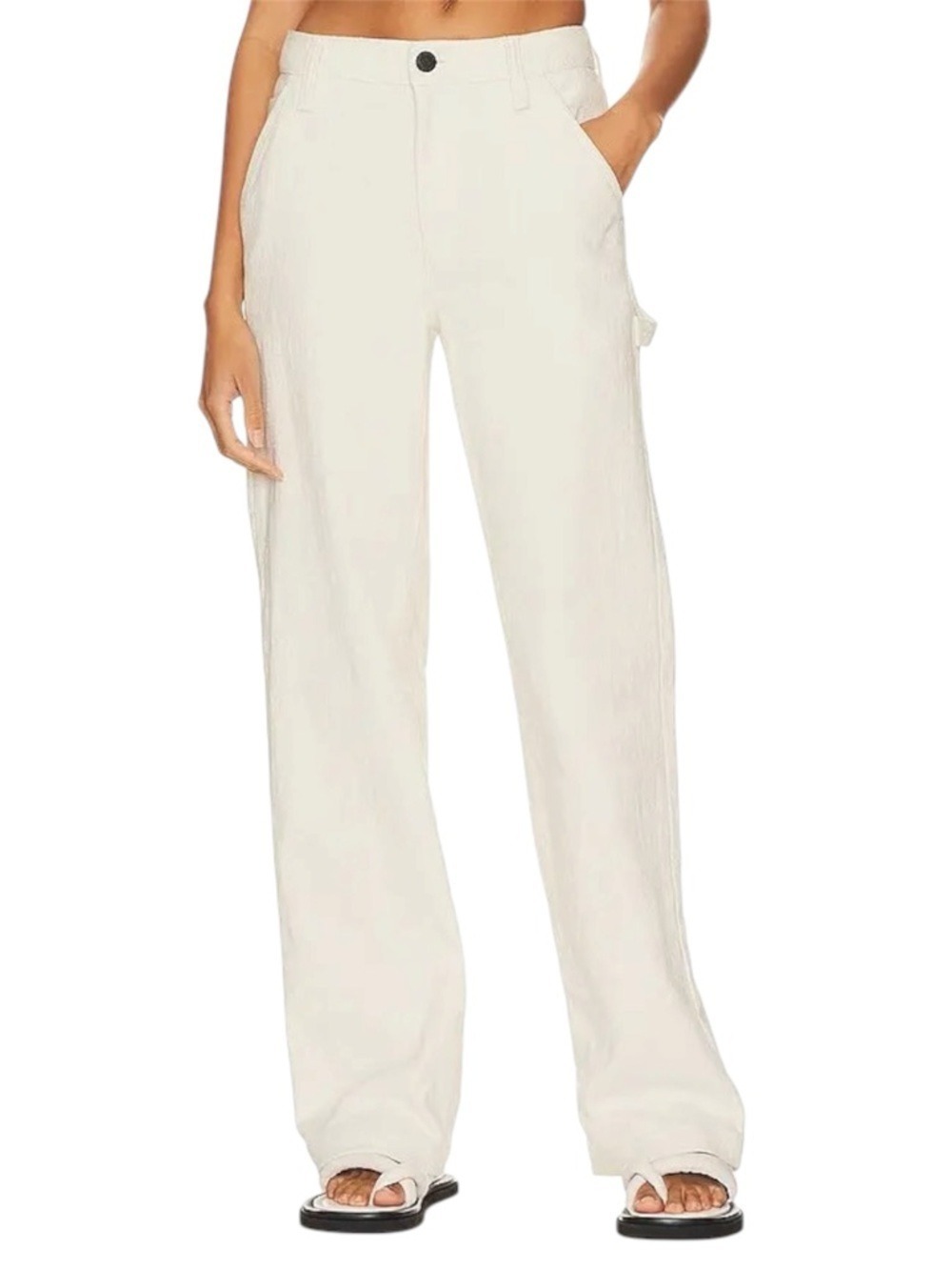 Rag & Bone Sid Carpenter Pant in Ecru Size 26 Linen Blend Wide Leg High Waist